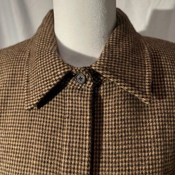 Ralph Lauren 100% Lambs Wool Zipper Jacket Size 12 Houndstooth Brown Black White - Picture 2 of 12